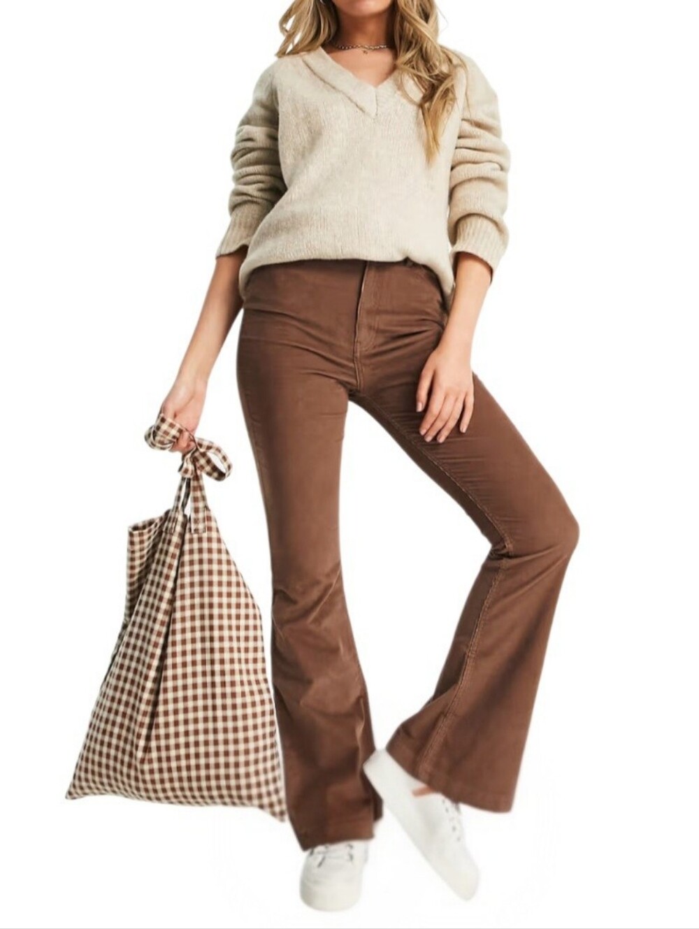 Hollister Brown High Rise flare Bell bottom corduroy pants